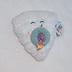 Smiley White Slice Of Cake Stuffed Plush Toy